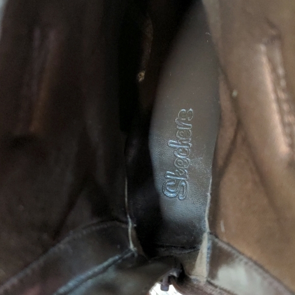 Skechers Vintage 90s y2k Brown Square Toe Chunky Heeled Boots Vegan Leather 10 - Picture 14 of 14